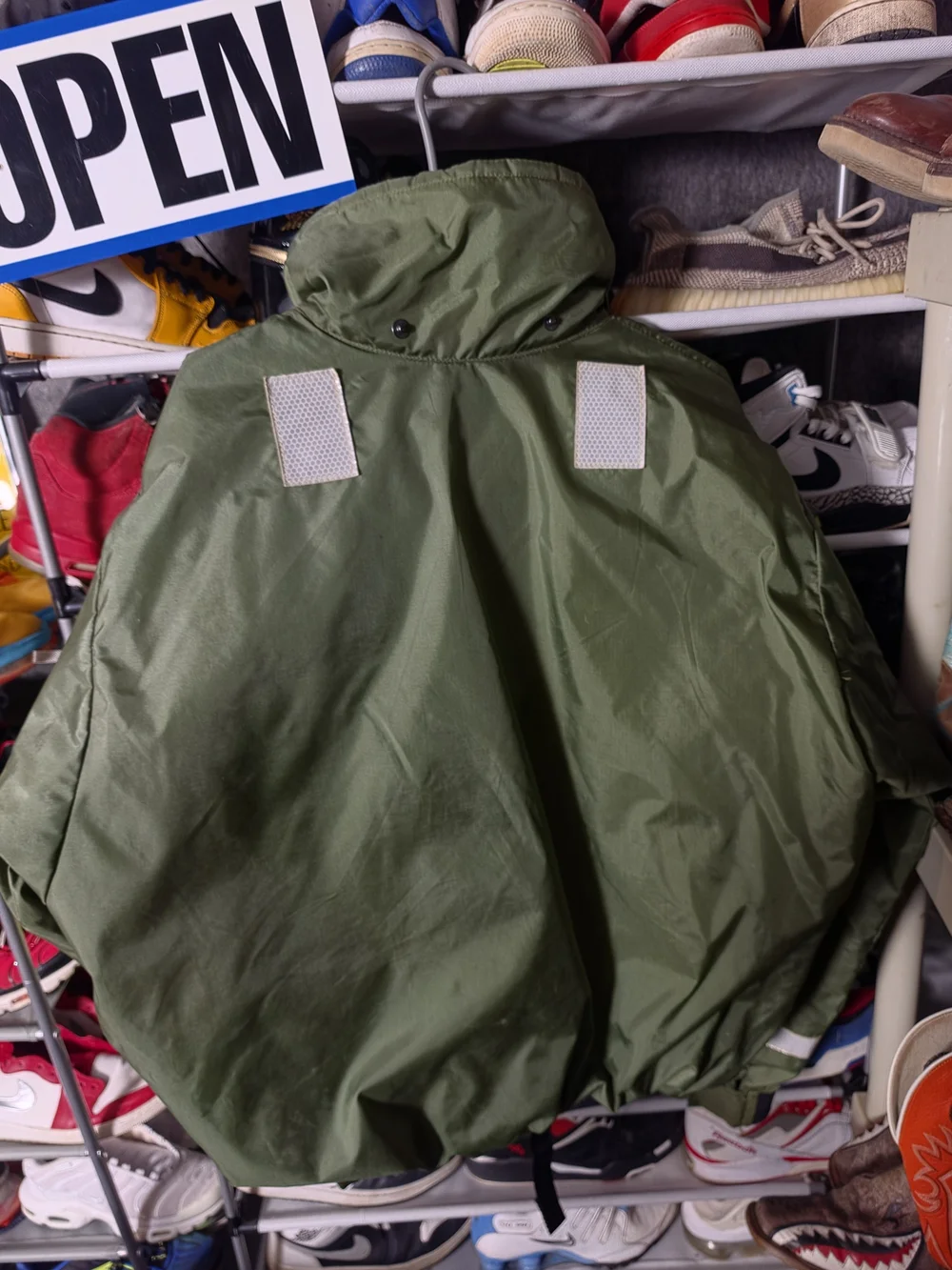 🔥 Men's XL Flotation Olive Green Military Field Jacket Reflective Trim Mustang